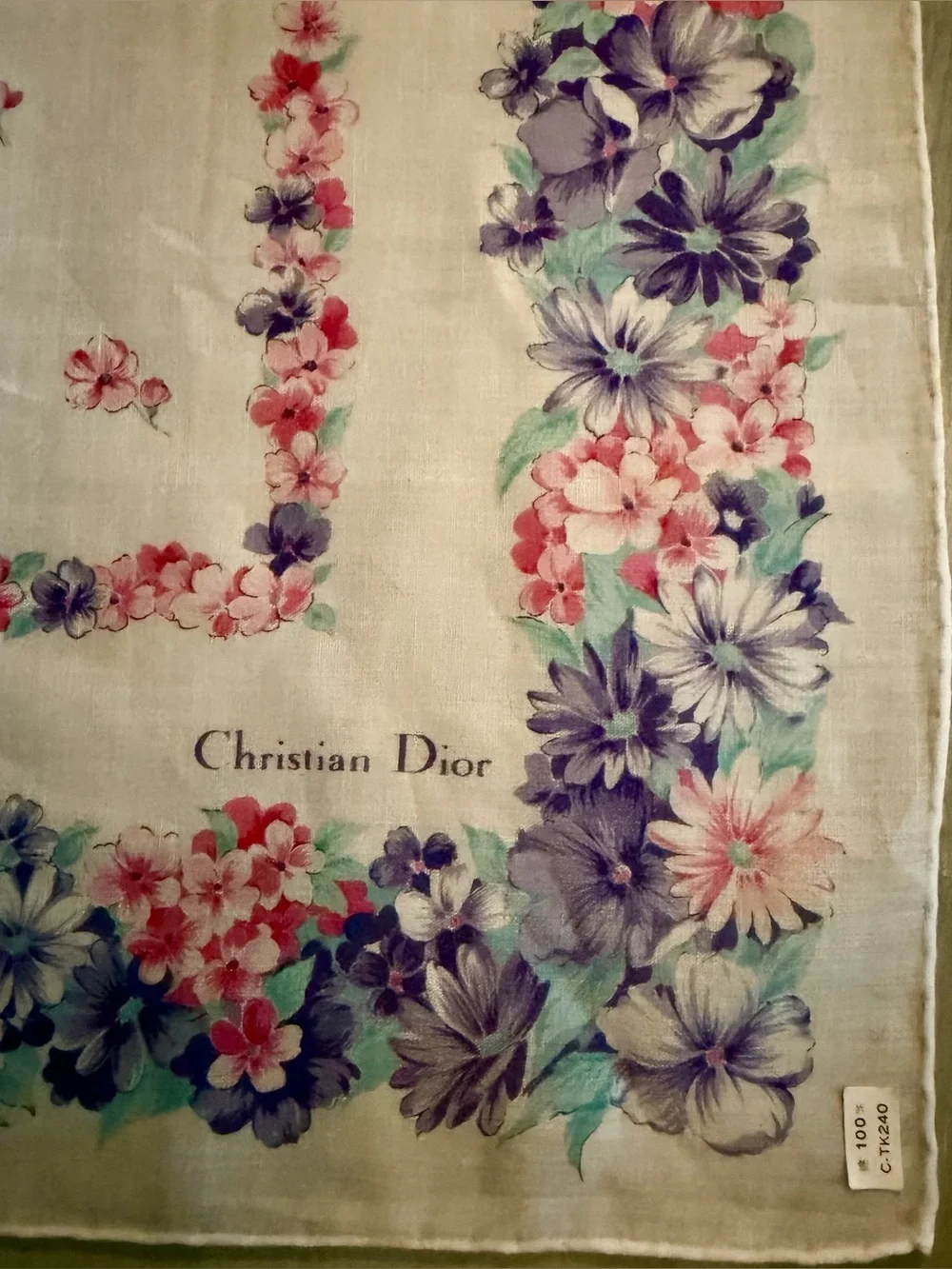 Christian Dior floral handkerchief scarf bandanna bag accessory